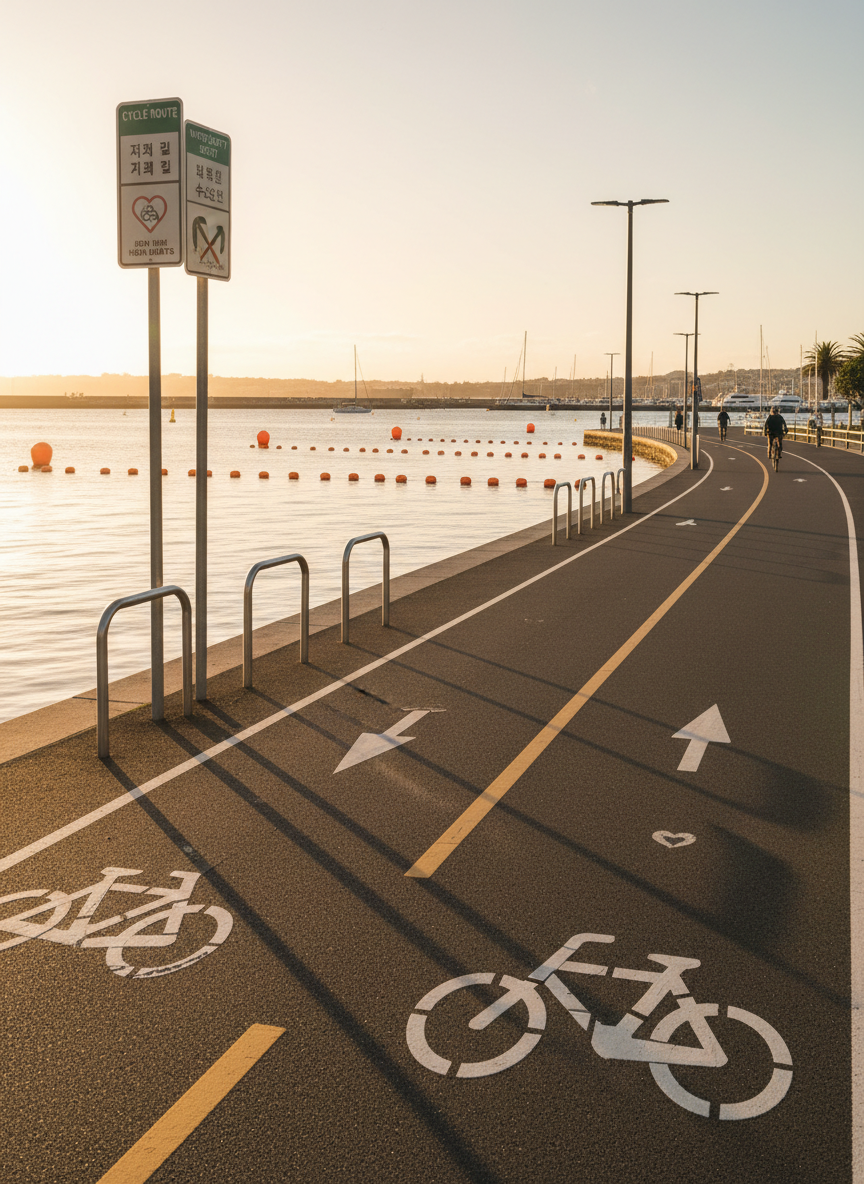 Auckland waterfront cycling route along the harbour